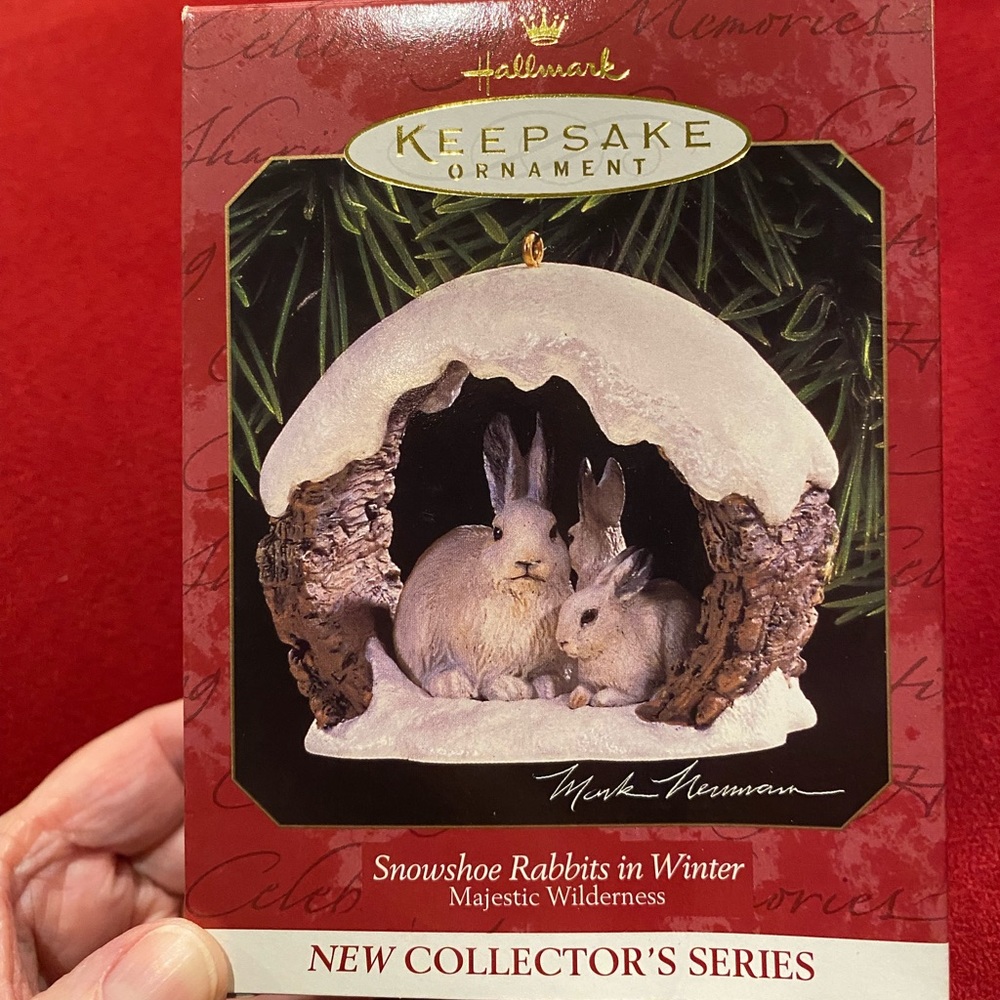 NIB rare Hallmark Keepsake “Snowshoe Rabbits in Winter” ornament